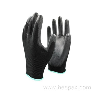 Hespax Seamless Knitted PU Gloves Electronic Assembly Garden